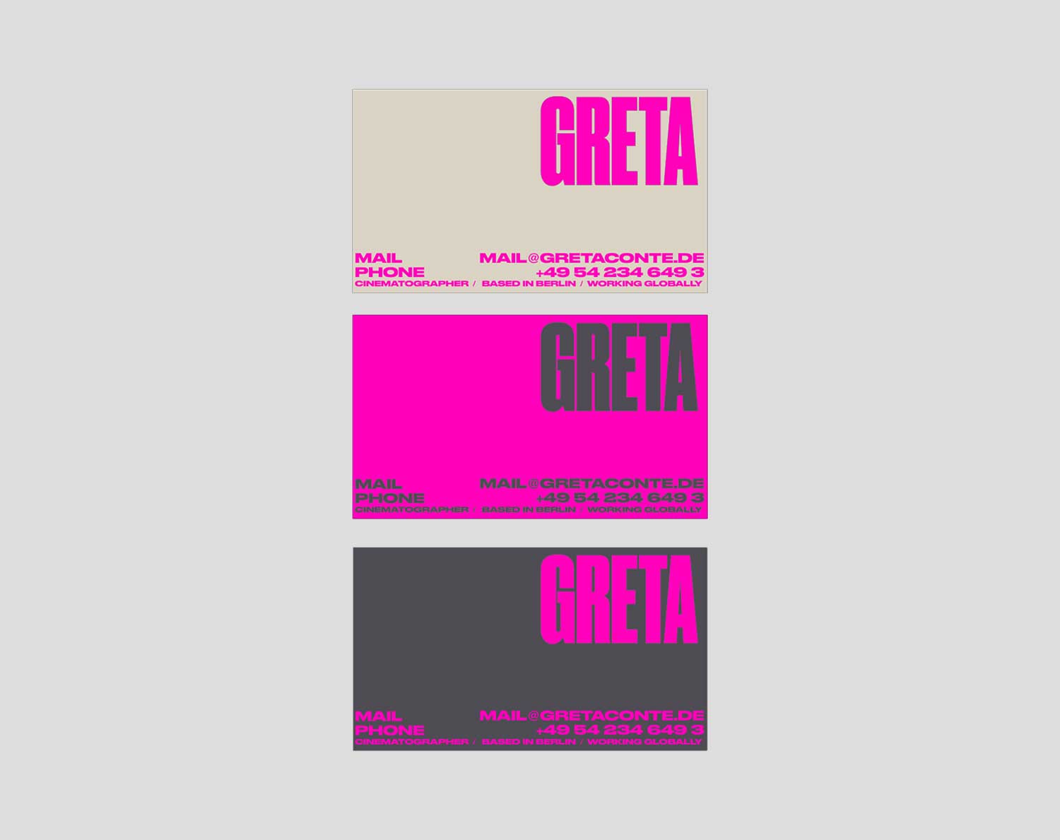 Greta Isabella Conte Identity Business Cards